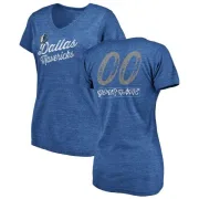 Custom Women's Dallas Mavericks Royal Custom Sideline Tri-Blend V-Neck T-Shirt