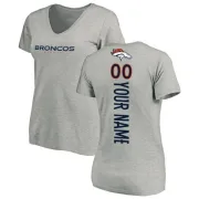 Custom Women's Denver Broncos Custom Backer V-Neck T-Shirt - Ash