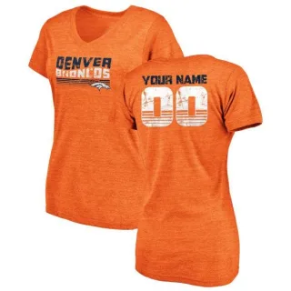 Custom Women's Denver Broncos Custom Retro Tri-Blend V-Neck T-Shirt - Orange