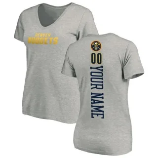 Custom Women's Denver Nuggets Ash Custom Backer T-Shirt