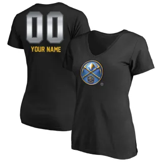 Custom Women's Denver Nuggets Black Custom Midnight Mascot T-Shirt