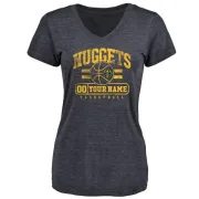 Custom Women's Denver Nuggets Navy Custom Baseline Tri-Blend T-Shirt