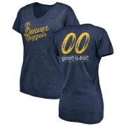 Custom Women's Denver Nuggets Navy Custom Sideline Tri-Blend V-Neck T-Shirt