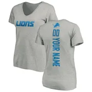 Custom Women's Detroit Lions Custom Backer V-Neck T-Shirt - Ash