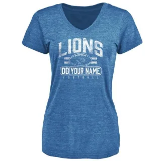 Custom Women's Detroit Lions Custom Flanker Tri-Blend T-Shirt - Blue