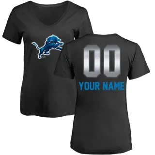 Custom Women's Detroit Lions Custom Midnight Mascot T-Shirt - Black