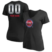 Custom Women's Detroit Pistons Black Custom Midnight Mascot T-Shirt