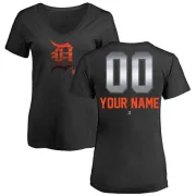 Custom Women's Detroit Tigers Custom Midnight Mascot V-Neck T-Shirt - Black