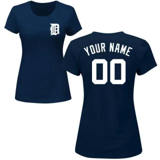 Custom Women's Detroit Tigers Custom Name & Number T-Shirt - Navy