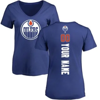 Custom Women's Edmonton Oilers Custom Backer T-Shirt - Royal