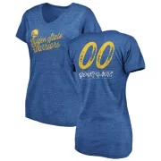 Custom Women's Golden State Warriors Royal Custom Sideline Tri-Blend V-Neck T-Shirt