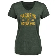 Custom Women's Green Bay Packers Custom Flanker Tri-Blend T-Shirt - Green