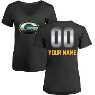 Custom Women's Green Bay Packers Custom Midnight Mascot T-Shirt - Black