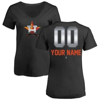 Custom Women's Houston Astros Custom Midnight Mascot V-Neck T-Shirt - Black