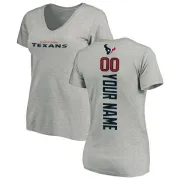 Custom Women's Houston Texans Custom Backer V-Neck T-Shirt - Ash