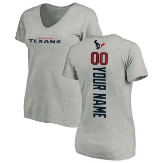 Custom Women's Houston Texans Custom Backer V-Neck T-Shirt - Ash