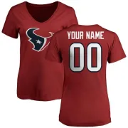 Custom Women's Houston Texans Custom Name & Number Logo Slim Fit T-Shirt - Red