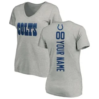 Custom Women's Indianapolis Colts Custom Backer V-Neck T-Shirt - Ash