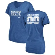 Custom Women's Indianapolis Colts Custom Retro Tri-Blend V-Neck T-Shirt - Royal