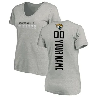 Custom Women's Jacksonville Jaguars Custom Backer V-Neck T-Shirt - Ash