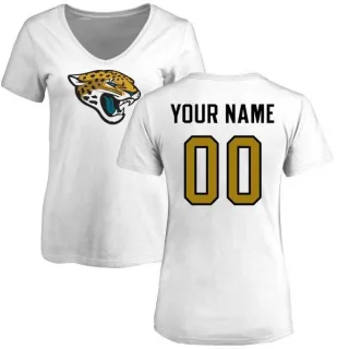 Custom Women's Jacksonville Jaguars Custom Name & Number Logo Slim Fit T-Shirt - White