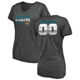 Custom Women's Jacksonville Jaguars Custom Retro Tri-Blend V-Neck T-Shirt - Black