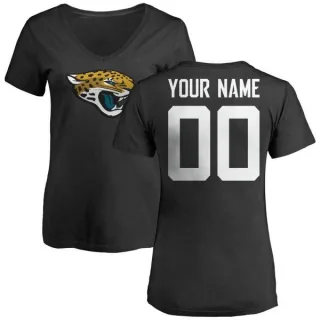 Custom Women's Jacksonville Jaguars Name & Number Logo Custom Slim Fit T-Shirt - Black