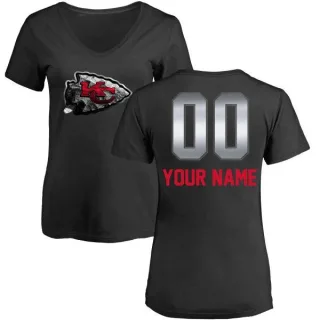 Custom Women's Kansas City Chiefs Custom Midnight Mascot T-Shirt - Black