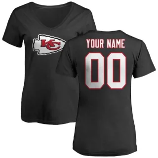 Custom Women's Kansas City Chiefs Custom Name & Number Logo Slim Fit T-Shirt - Black