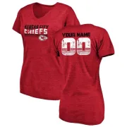 Custom Women's Kansas City Chiefs Custom Retro Tri-Blend V-Neck T-Shirt - Red