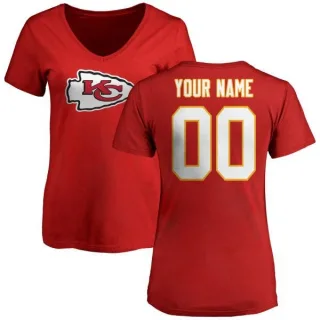 Custom Women's Kansas City Chiefs Name & Number Logo Custom Slim Fit T-Shirt - Red