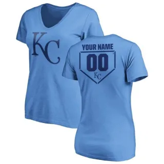 Custom Women's Kansas City Royals Custom RBI Slim Fit V-Neck T-Shirt - Light Blue