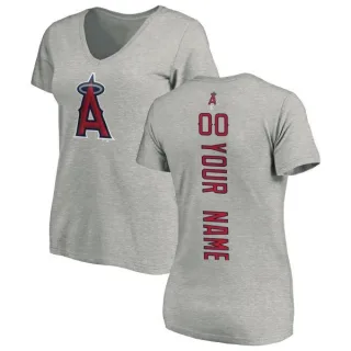 Custom Women's Los Angeles Angels Custom Backer Slim Fit T-Shirt - Ash