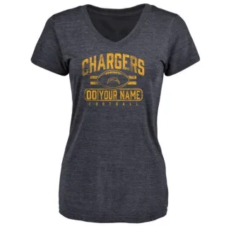 Custom Women's Los Angeles Chargers Custom Flanker Tri-Blend T-Shirt - Navy