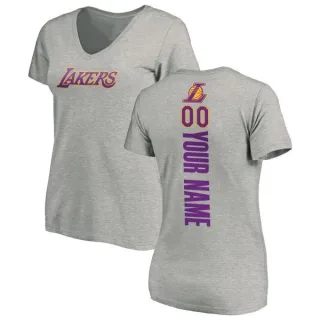 Custom Women's Los Angeles Lakers Ash Custom Backer T-Shirt