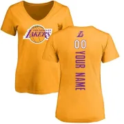 Custom Women's Los Angeles Lakers Gold Custom Backer T-Shirt