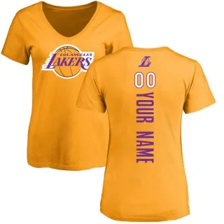 Custom Women's Los Angeles Lakers Gold Custom Backer T-Shirt