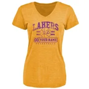 Custom Women's Los Angeles Lakers Gold Custom Baseline Tri-Blend T-Shirt