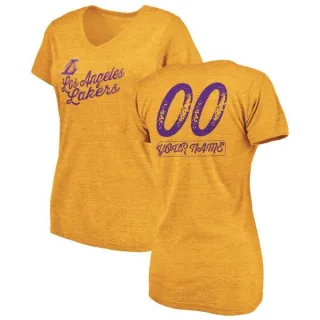 Custom Women's Los Angeles Lakers Gold Custom Sideline Tri-Blend V-Neck T-Shirt