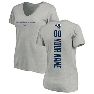 Custom Women's Los Angeles Rams Custom Backer V-Neck T-Shirt - Ash