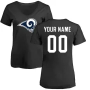 Custom Women's Los Angeles Rams Custom Name & Number Logo Slim Fit T-Shirt - Black