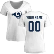 Custom Women's Los Angeles Rams Custom Name & Number Logo Slim Fit T-Shirt - White