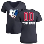 Custom Women's Memphis Grizzlies Navy Custom Name and Number Banner Wave V-Neck T-Shirt