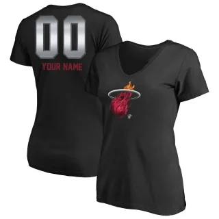 Custom Women's Miami Heat Black Custom Midnight Mascot T-Shirt