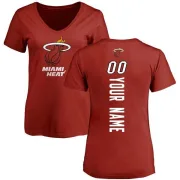 Custom Women's Miami Heat Cardinal Custom Backer T-Shirt