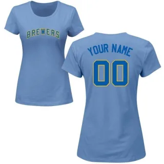 Custom Women's Milwaukee Brewers Custom Name & Number T-Shirt - Light Blue