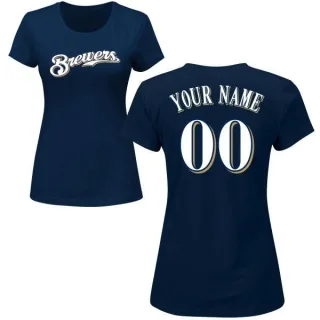 Custom Women's Milwaukee Brewers Custom Name & Number T-Shirt - Navy