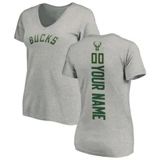 Custom Women's Milwaukee Bucks Ash Custom Backer T-Shirt