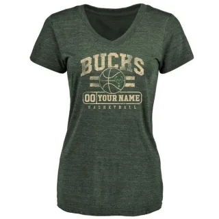 Custom Women's Milwaukee Bucks Green Custom Baseline Tri-Blend T-Shirt