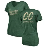 Custom Women's Milwaukee Bucks Green Custom Sideline Tri-Blend V-Neck T-Shirt